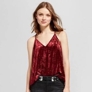Mossimo Red Velvet Tank Top Fall Shirt Size Small